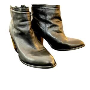 Baske California Black Leather Ankle Boots Chunky Black Heel Size 8.5